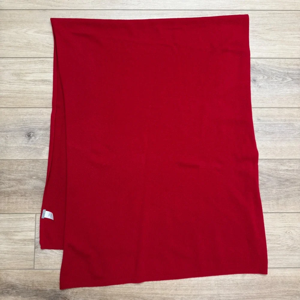 J. Jill Red Wool Cashmere Blend Knit Wrap Scarf Big Oversized Cozy Soft Scandi - Picture 1 of 4